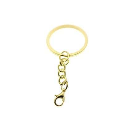 20pcs 30mm Gold or Rhodium Lobster Claw Hook Keyring Keychain Split Ring Chain Key Rings Key Chains - Gold - - Asia Sell