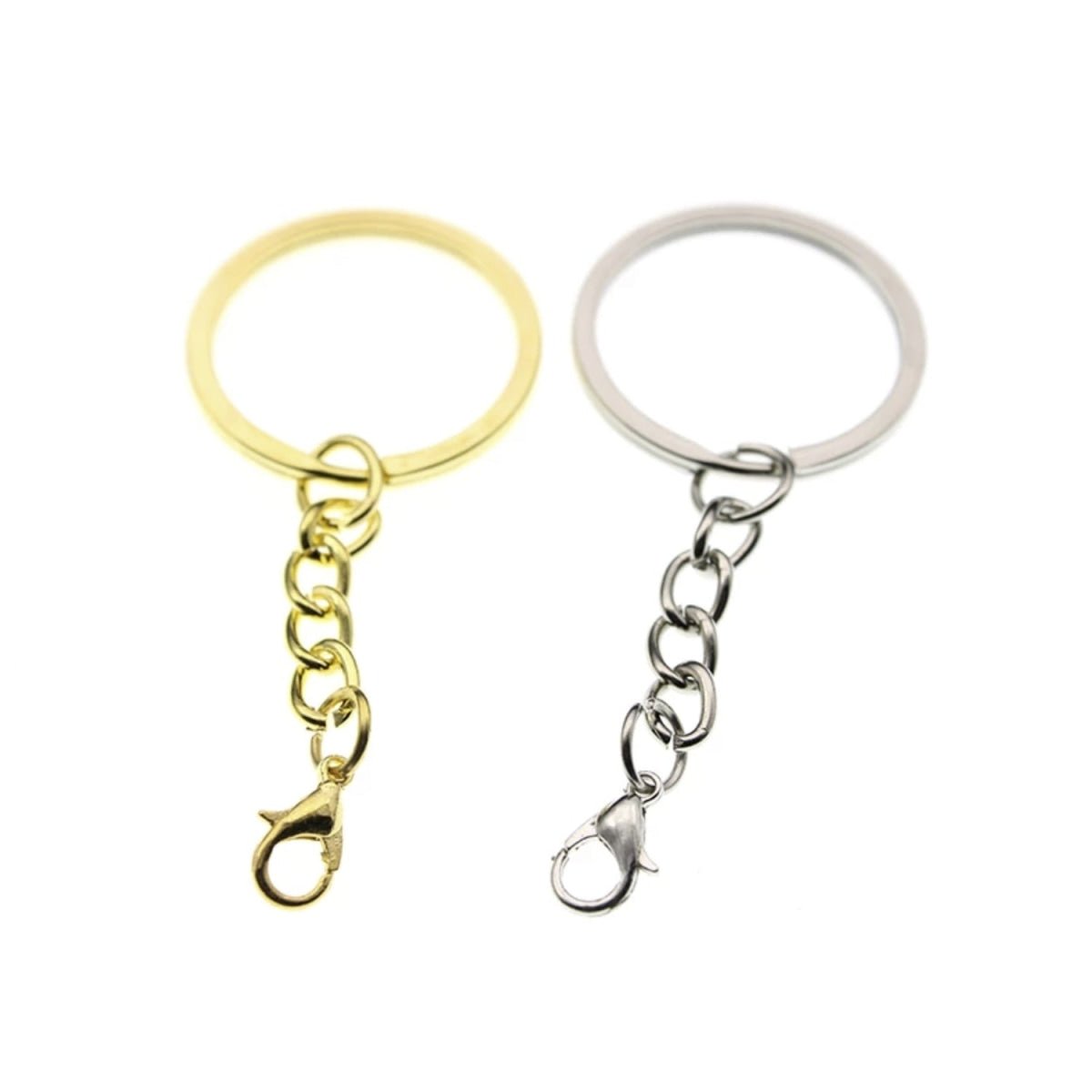 20pcs 30mm Gold or Rhodium Lobster Claw Hook Keyring Keychain Split Ring Chain Key Rings Key Chains - Gold - - Asia Sell