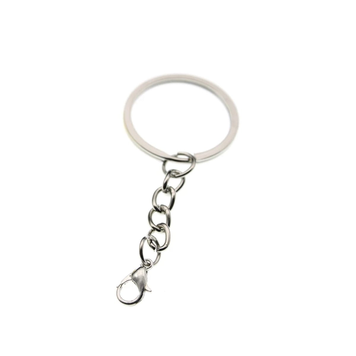 20pcs 30mm Gold or Rhodium Lobster Claw Hook Keyring Keychain Split Ring Chain Key Rings Key Chains - Rhodium - - Asia Sell
