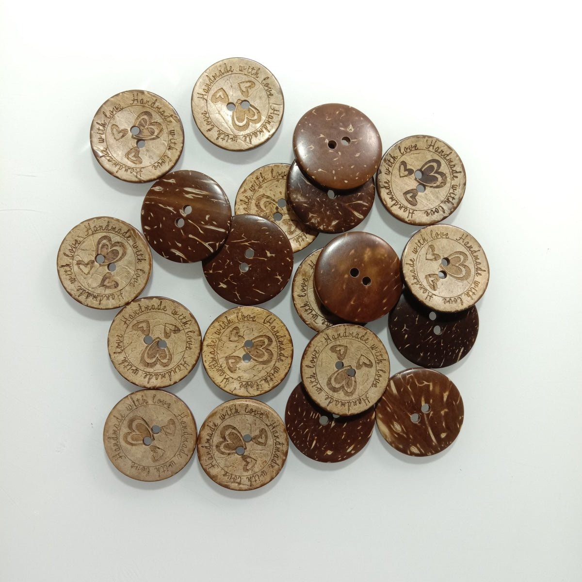 20pcs 30mm Handmade with love Coconut Sewing Buttons Crafts Extra Large Scrapbooking Wood - Asia Sell