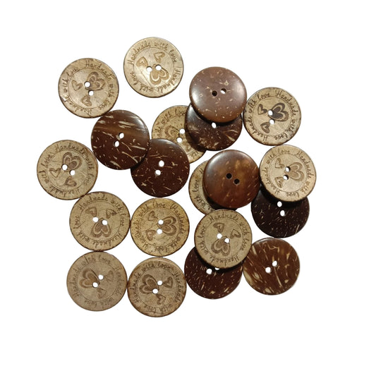 20pcs 30mm Handmade with love Coconut Sewing Buttons Crafts Extra Large Scrapbooking Wood - - Asia Sell