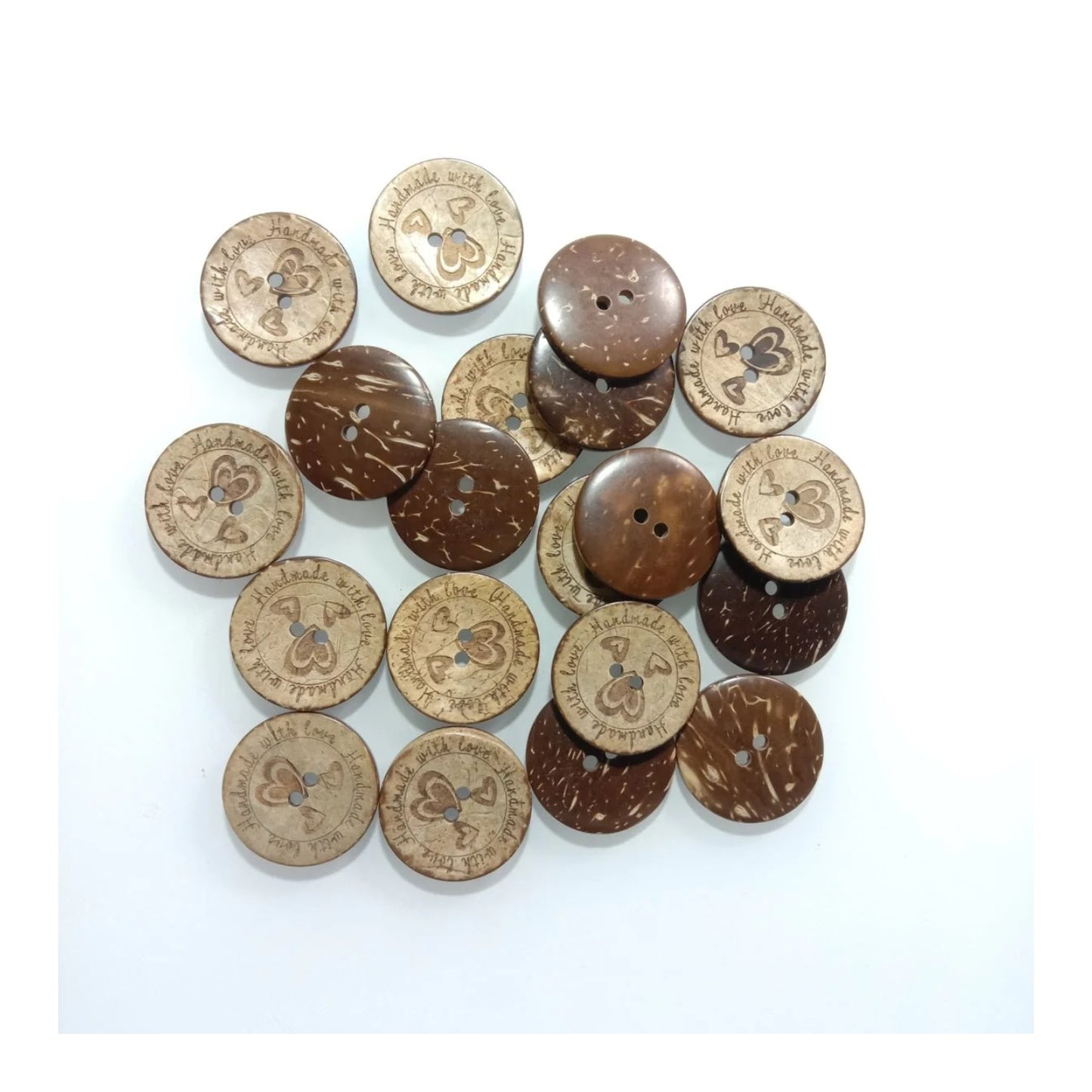 20pcs 30mm Handmade with love Coconut Sewing Buttons Crafts Extra Large Scrapbooking Wood - - Asia Sell