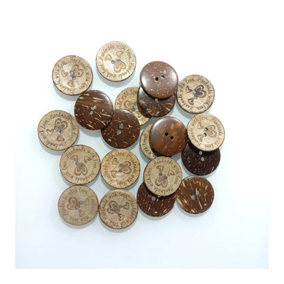 20pcs 30mm Handmade with love Coconut Sewing Buttons Crafts Extra Large Scrapbooking Wood - - Asia Sell