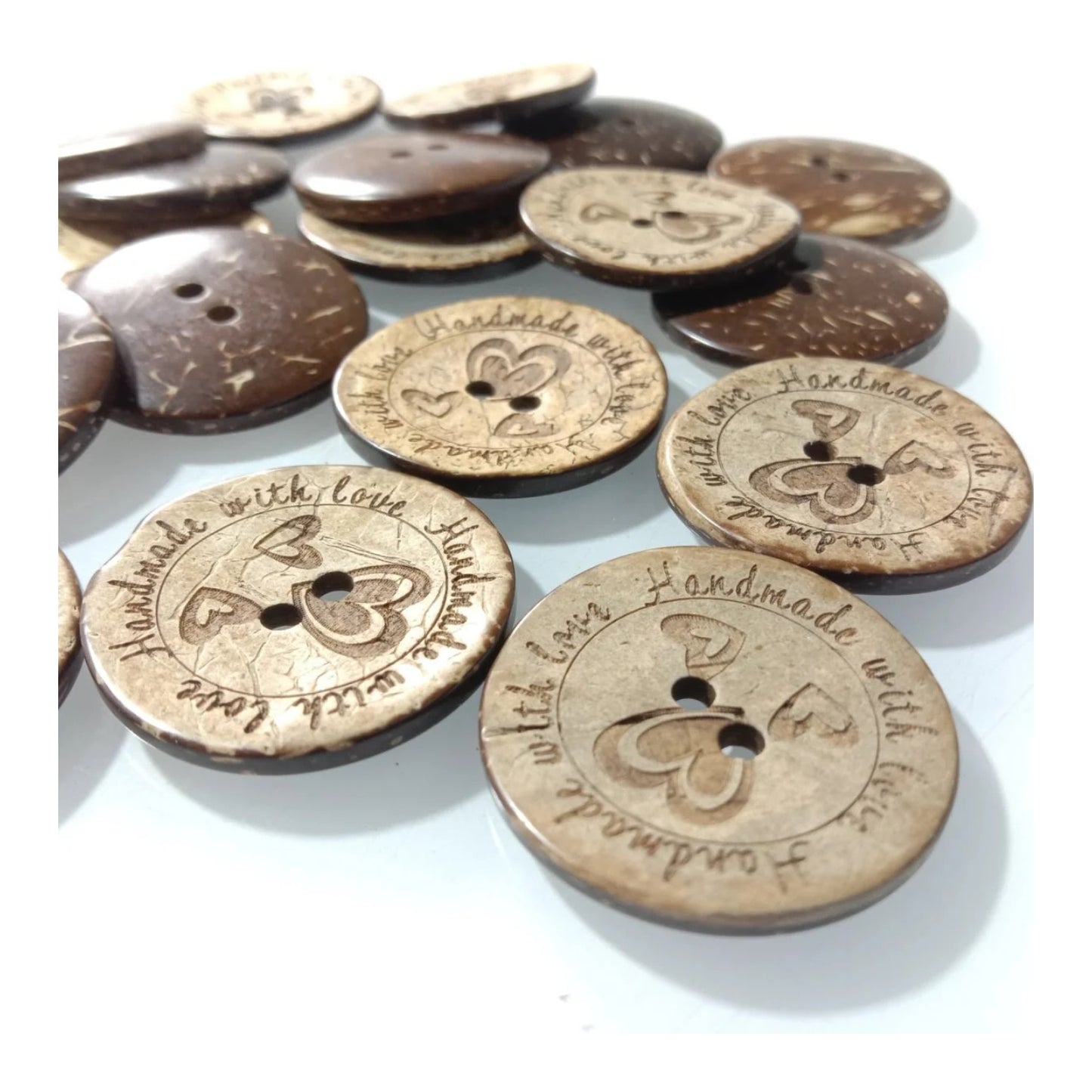 20pcs 30mm Handmade with love Coconut Sewing Buttons Crafts Extra Large Scrapbooking Wood - - Asia Sell