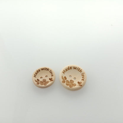 20pcs 30mm Made With Love Handmade Clothes Flower Wooden Sewing Buttons - Asia Sell
