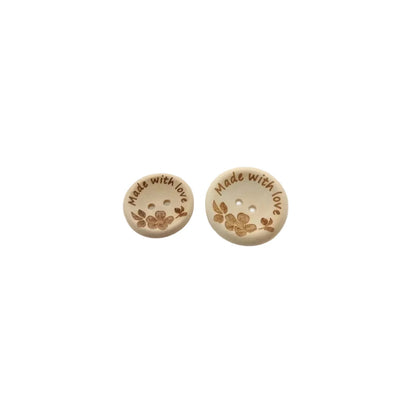 20pcs 30mm Made With Love Handmade Clothes Flower Wooden Sewing Buttons - - Asia Sell