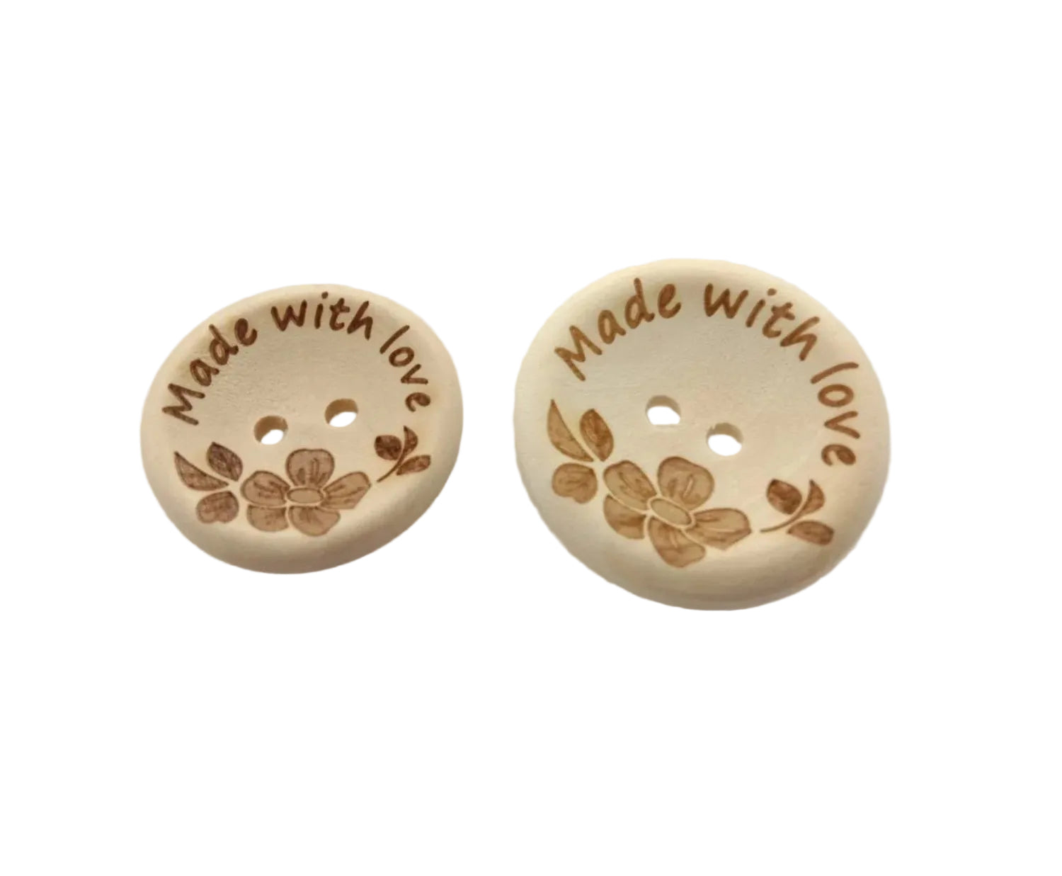 20pcs 30mm Made With Love Handmade Clothes Flower Wooden Sewing Buttons - - Asia Sell