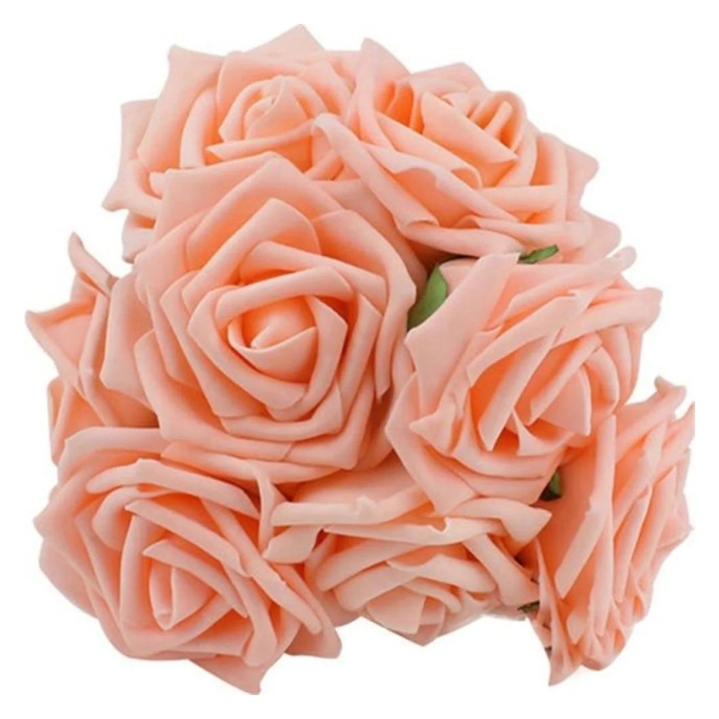 20pcs 7cm Artificial Flowers with Stems Foam Rose Fake Bride Bouquet Wedding Set B - Peach/Orange - Asia Sell