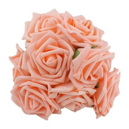 20pcs 8cm Artificial Flowers Foam Rose Fake Bride Bouquet Wedding - Purple - Asia Sell