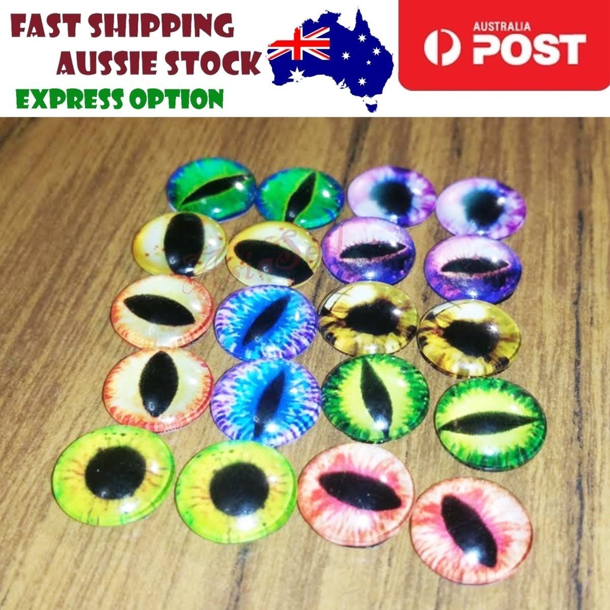 20pcs Glass Eyes 12mm Mixed Cats Eyes Round Pupils Cabochons - Asia Sell