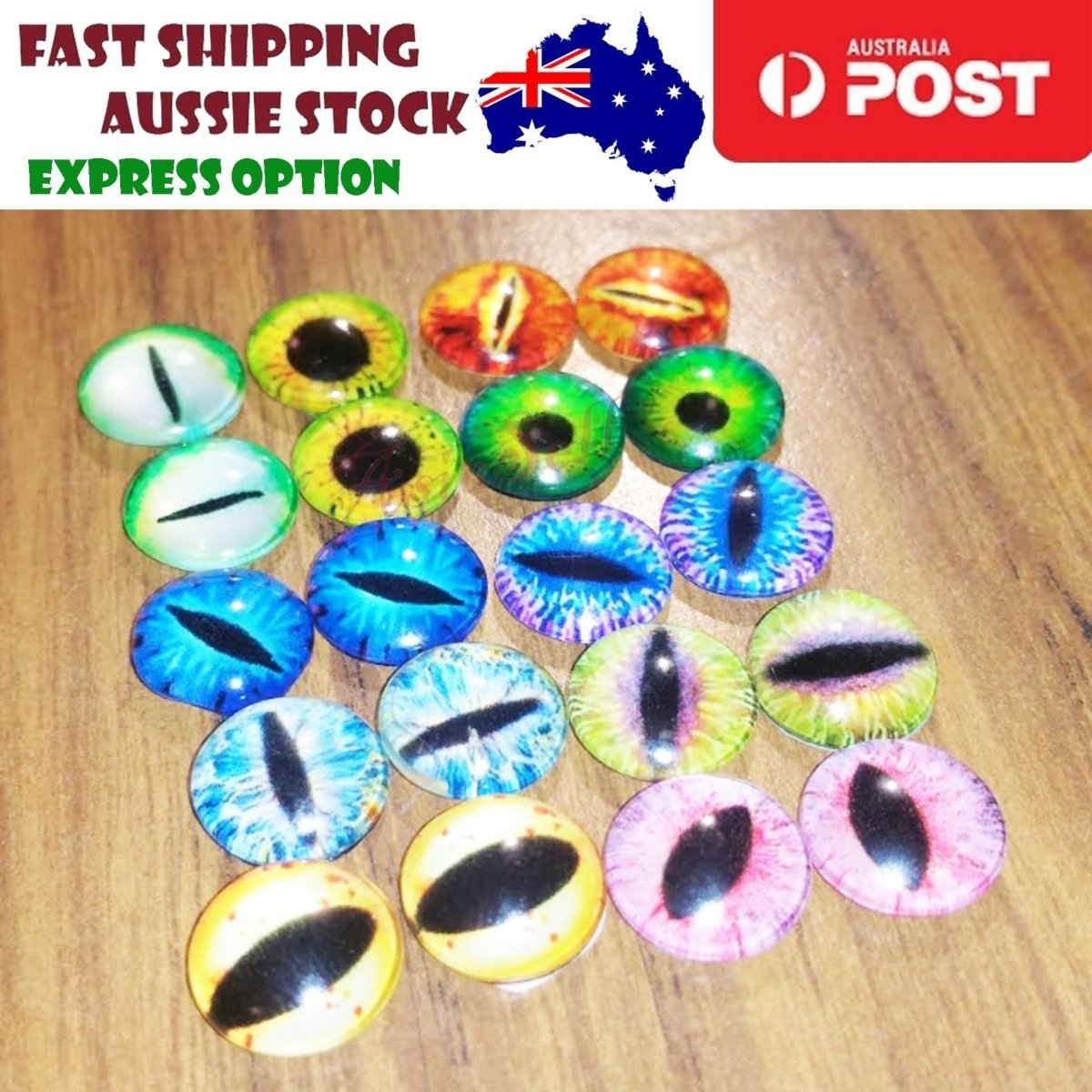 20pcs Glass Eyes 12mm Mixed Cats Eyes Round Pupils Cabochons - Asia Sell