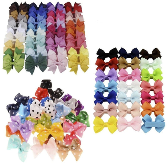 20pcs Hair Bows and Bowties Fabric Barette Grosgrain Ribbon For Girl Baby Kids - Plain Coloured 1 - - Asia Sell