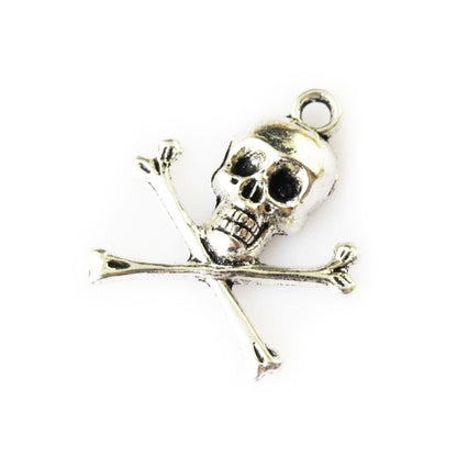 20pcs Halloween Skull Crossbones Tibetan Silver Colour Charms Pendants 21x24mm - - Asia Sell