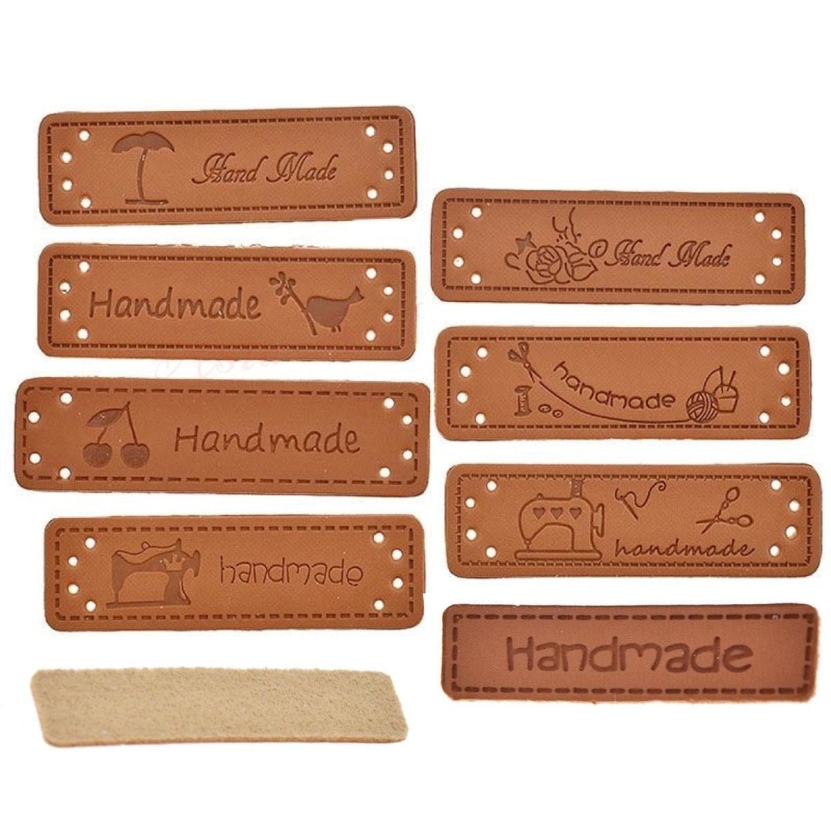 20pcs Handmade Labels PU Leather Patch Tags Rectangle DIY For Garment Sewing Rectangular Clothing Laser Etched Brown Label Applique - 5x1.5cm 1 - Asia Sell
