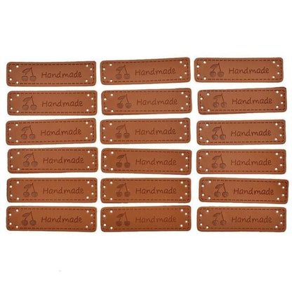 20pcs Handmade Labels PU Leather Patch Tags Rectangle DIY For Garment Sewing Rectangular Clothing Laser Etched Brown Label Applique - 5x1.5cm 1 - Asia Sell