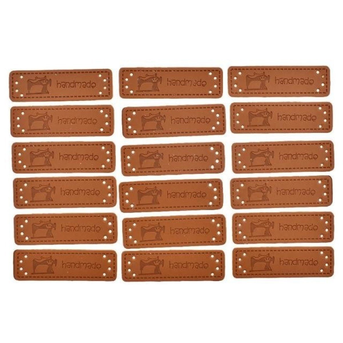 20pcs Handmade Labels PU Leather Patch Tags Rectangle DIY For Garment Sewing Rectangular Clothing Laser Etched Brown Label Applique - 5x1.5cm 2 - Asia Sell