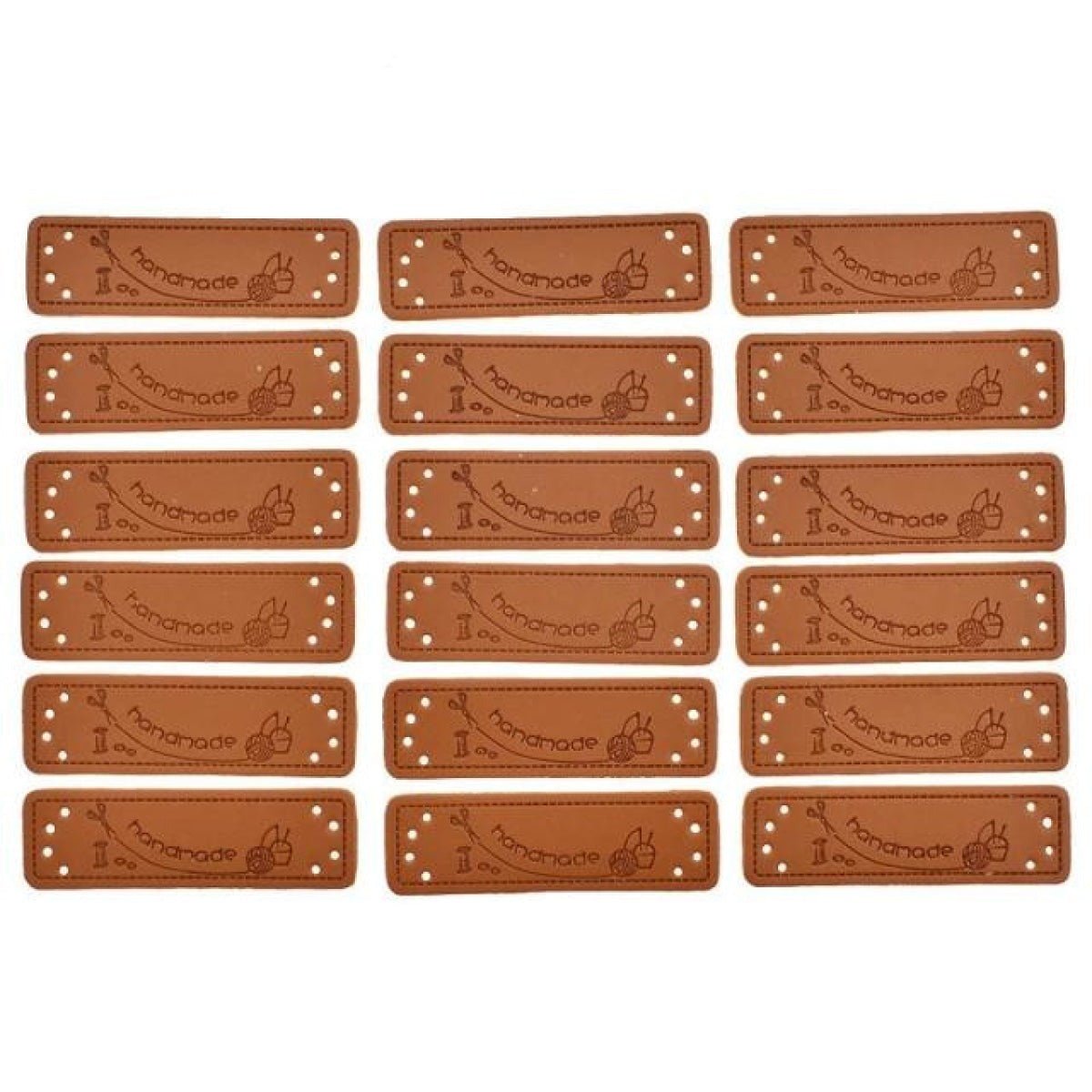 20pcs Handmade Labels PU Leather Patch Tags Rectangle DIY For Garment Sewing Rectangular Clothing Laser Etched Brown Label Applique - 5x1.5cm 3 - Asia Sell