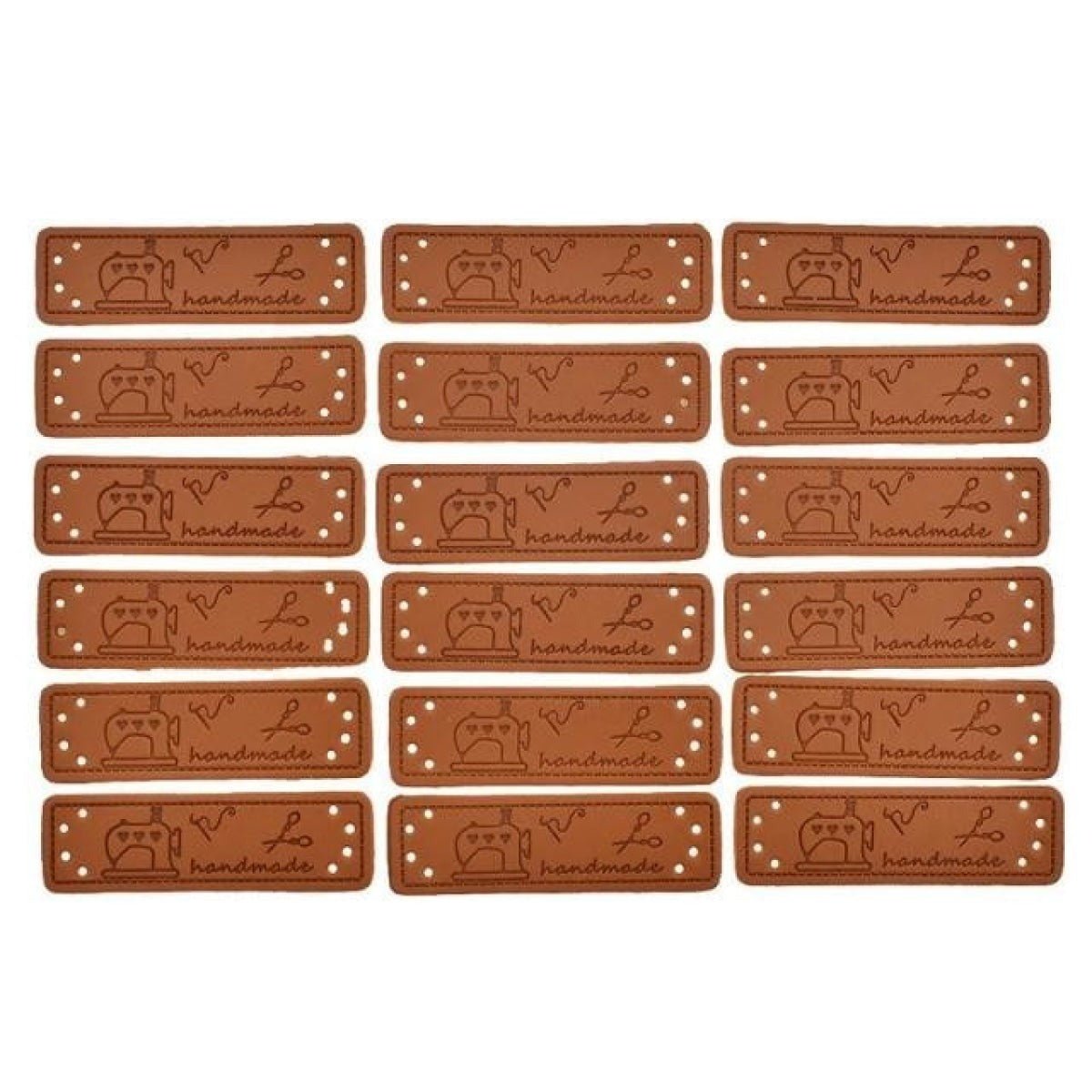 20pcs Handmade Labels PU Leather Patch Tags Rectangle DIY For Garment Sewing Rectangular Clothing Laser Etched Brown Label Applique - 5x1.5cm 4 - Asia Sell
