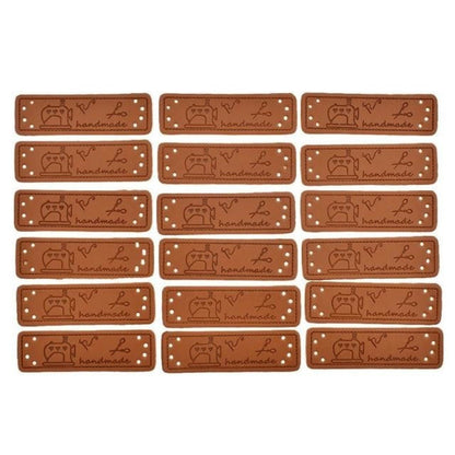 20pcs Handmade Labels PU Leather Patch Tags Rectangle DIY For Garment Sewing Rectangular Clothing Laser Etched Brown Label Applique - 5x1.5cm 4 - Asia Sell