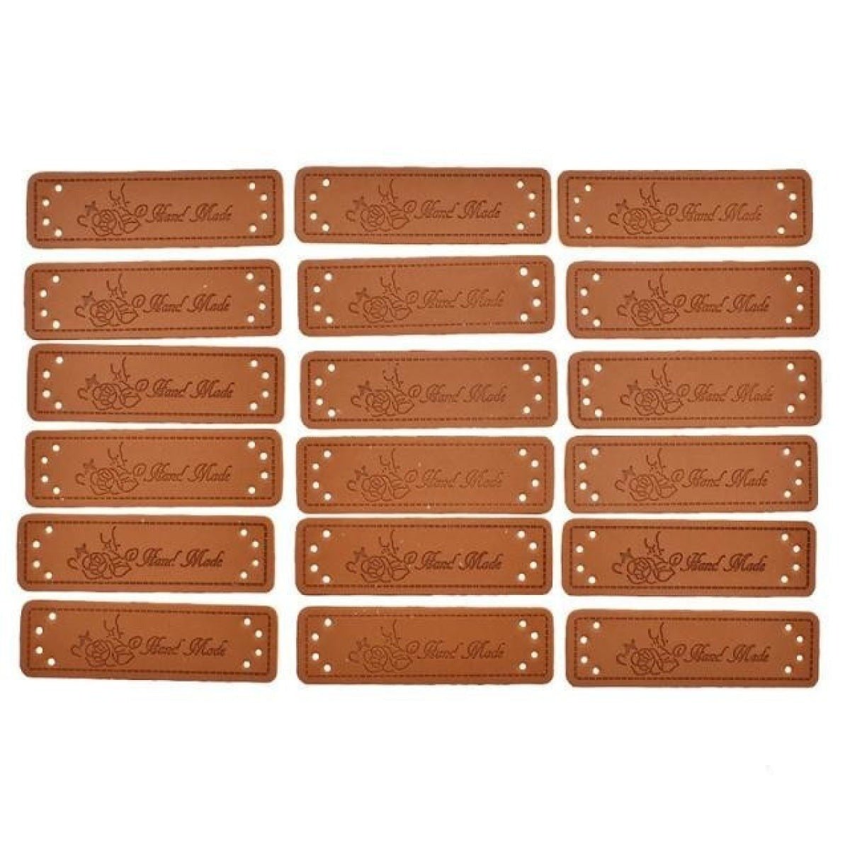 20pcs Handmade Labels PU Leather Patch Tags Rectangle DIY For Garment Sewing Rectangular Clothing Laser Etched Brown Label Applique - 5x1.5cm 5 - Asia Sell