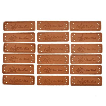 20pcs Handmade Labels PU Leather Patch Tags Rectangle DIY For Garment Sewing Rectangular Clothing Laser Etched Brown Label Applique - 5x1.5cm 5 - Asia Sell
