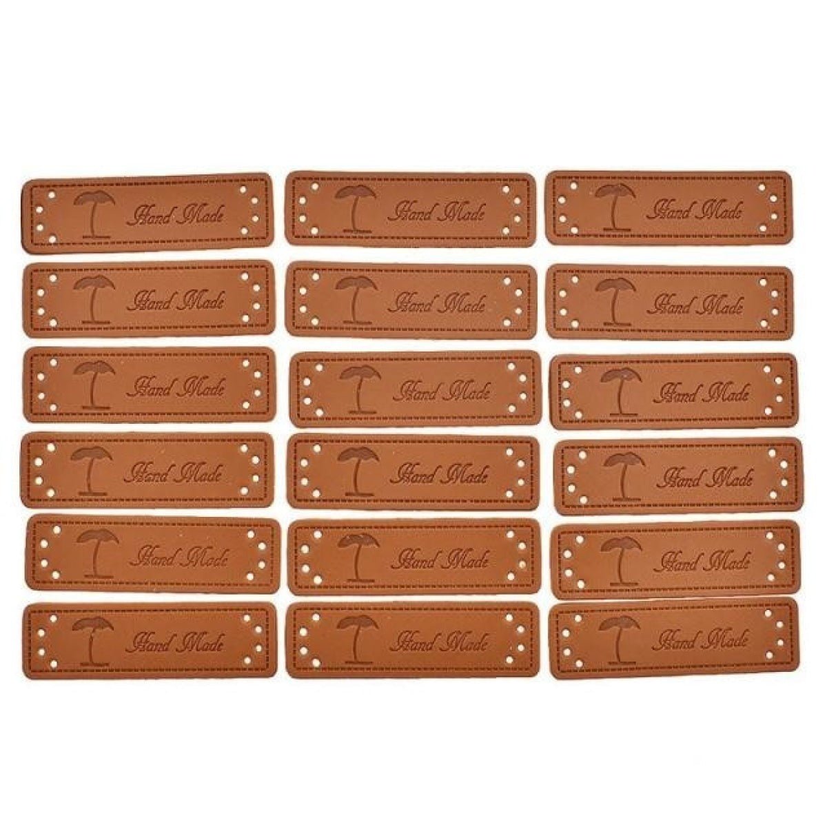 20pcs Handmade Labels PU Leather Patch Tags Rectangle DIY For Garment Sewing Rectangular Clothing Laser Etched Brown Label Applique - 5x1.5cm 6 - Asia Sell