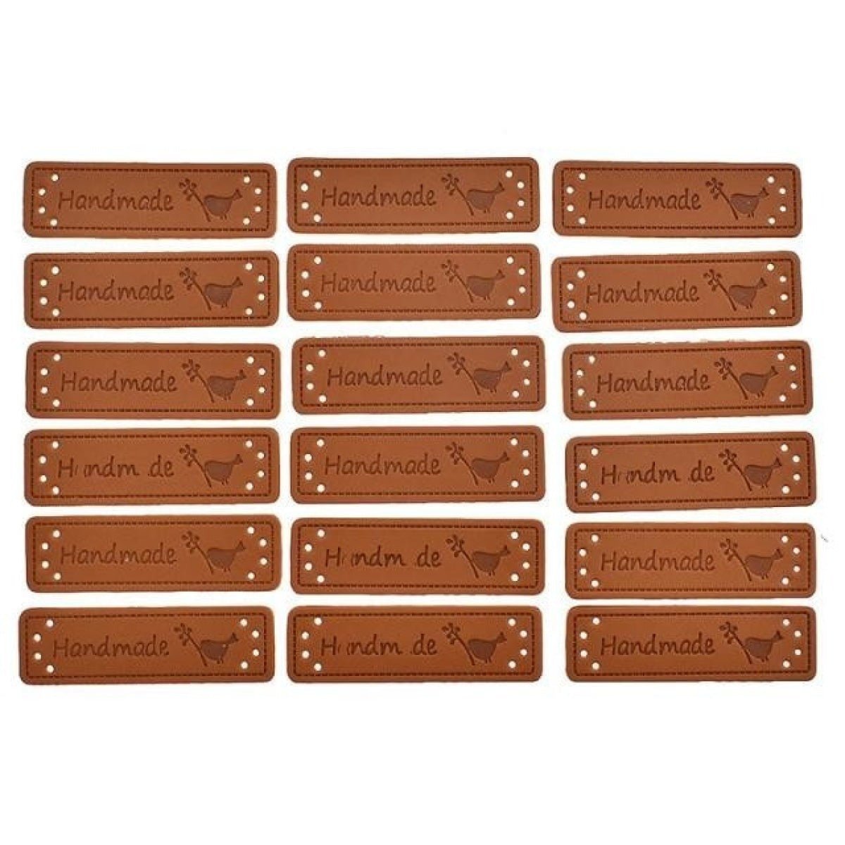 20pcs Handmade Labels PU Leather Patch Tags Rectangle DIY For Garment Sewing Rectangular Clothing Laser Etched Brown Label Applique - 5x1.5cm 7 - Asia Sell