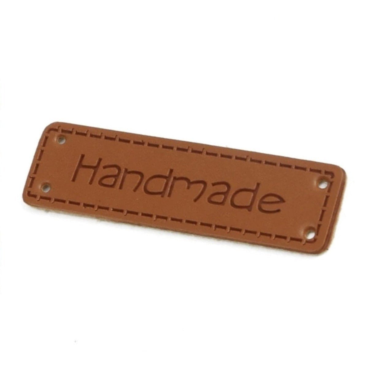 20pcs Handmade Labels PU Leather Patch Tags Rectangle DIY For Garment Sewing Rectangular Clothing Laser Etched Brown Label Applique - 5x1.5cm 8 - Asia Sell