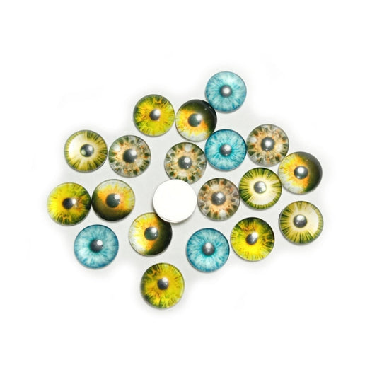 20pcs Round Pupil Glass Eyes 8-18mm Eye Cabochon Charms Cabochon Pattern DIY Crafts - 18mm - Asia Sell