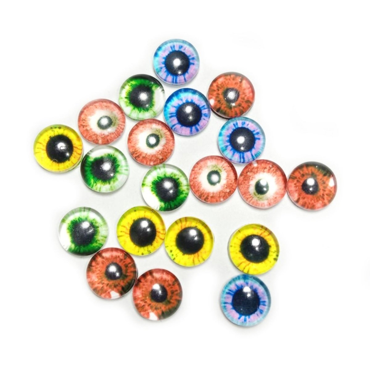 20pcs Round Pupil Glass Eyes 8mm Eye Cabochon Charms Cabochon Pattern DIY Crafts - - Asia Sell