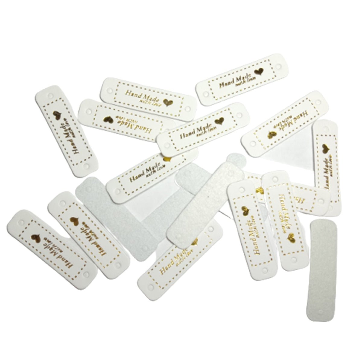20pcs White Faux Leather Clothing Labels for Handmade Clothes Goods DIY Sewing Tags Hand Made - - Asia Sell