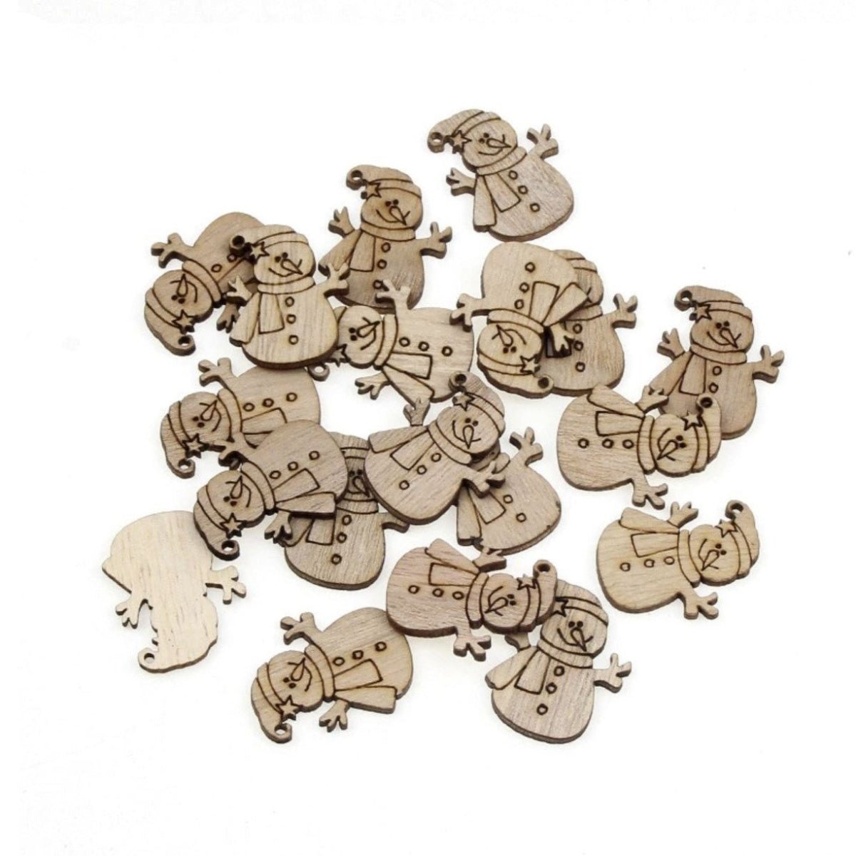 20pcs Wooden Snowman Scrapbooking Dark Laser Cut Engraved Christmas 28x30mm Craft - - Asia Sell