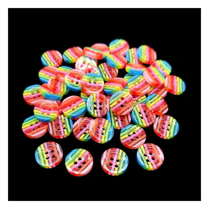 Colorful striped buttons on a black background