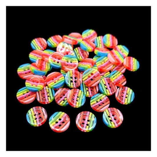 Colorful striped buttons on a black background