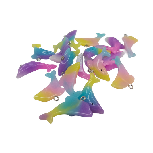 20pcs Gradient Coloured 33*17mm Dolphin Charms DIY Necklace Bracelet For Jewelry Making Accessories