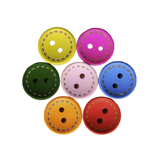 20pcs 20mm Round 2 Hole Wooden Buttons Flatback Clothing Sewing Colourful Dashed Border | Asia Sell