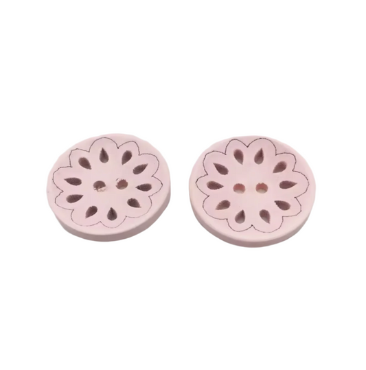 20pcs 25mm Pink Wood Round Hollow Flower Buttons Sewing 2 Holes Embellishments Cardmaking Scrapbooking Crafts | Asia Sell