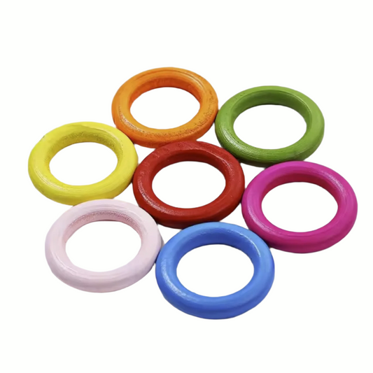 20pcs Coloured Painted Wood Circle DIY Crafts for Jewelry Making Baby Teething Wooden Ring Kids Toy Ornaments Accessories | Main Image | Asia Sell