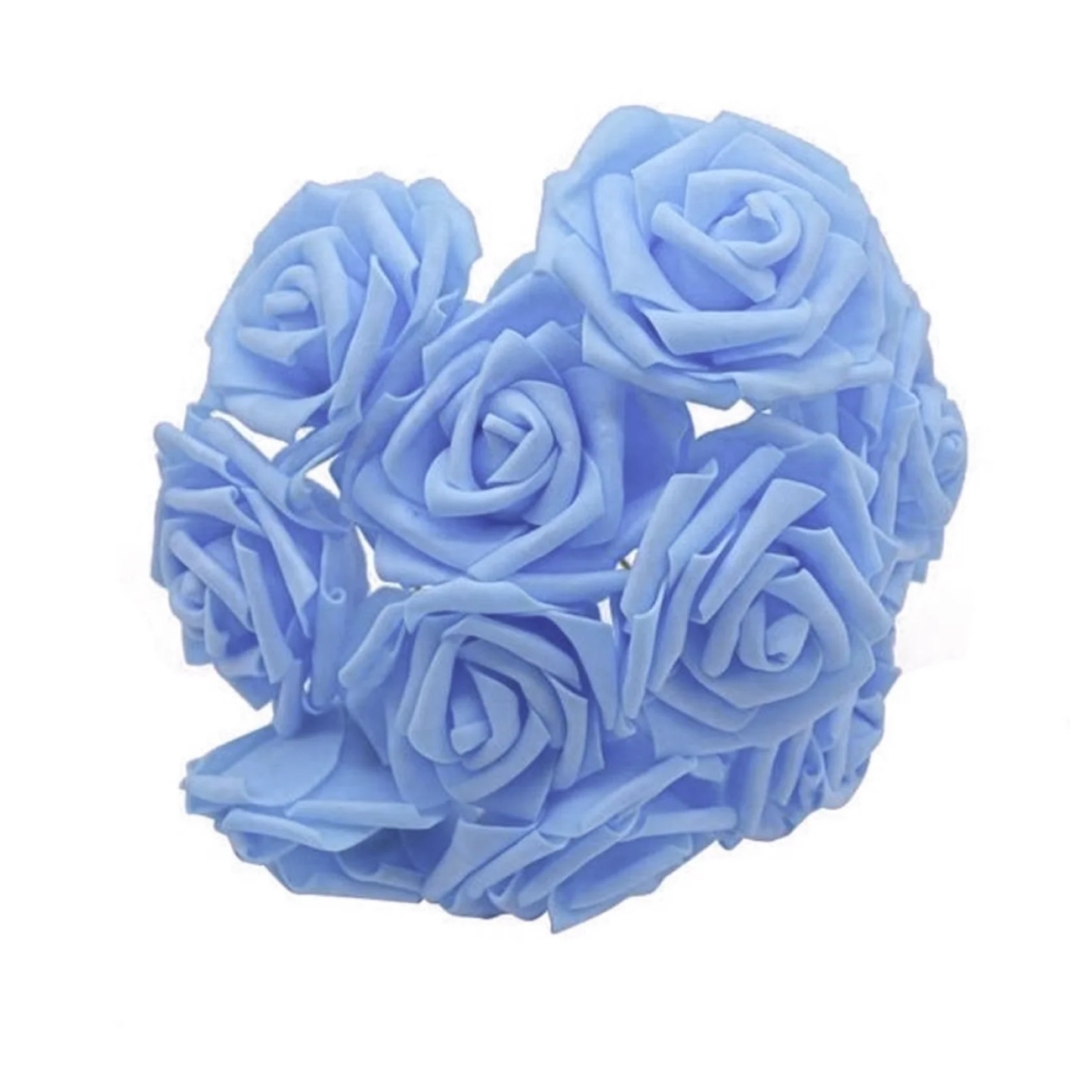 20x 7cm Foam Flowers Rose Stems Artificial Wedding Bride Bouquet | Light Blue | Asia Sell