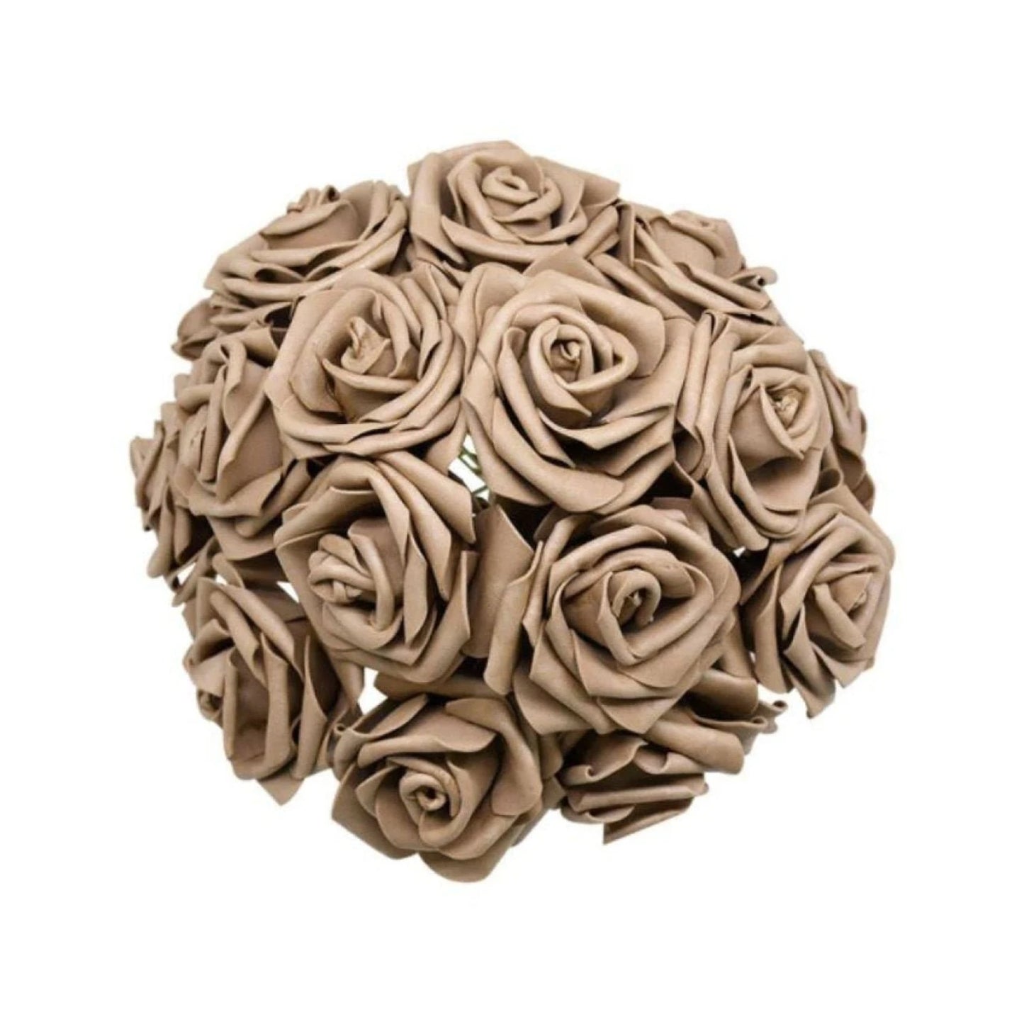 20x Brown 7cm Foam Flowers Rose Stems Artificial Wedding Bride Bouquet - - Asia Sell