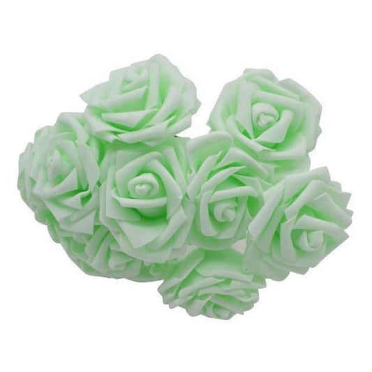 20x Light Green 7cm Foam Flowers Rose Stems Artificial Wedding Bride Bouquet - - Asia Sell