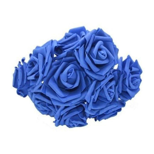 20x Royal Blue 7cm Foam Flowers Rose Stems Artificial Wedding Bride Bouquet - - Asia Sell