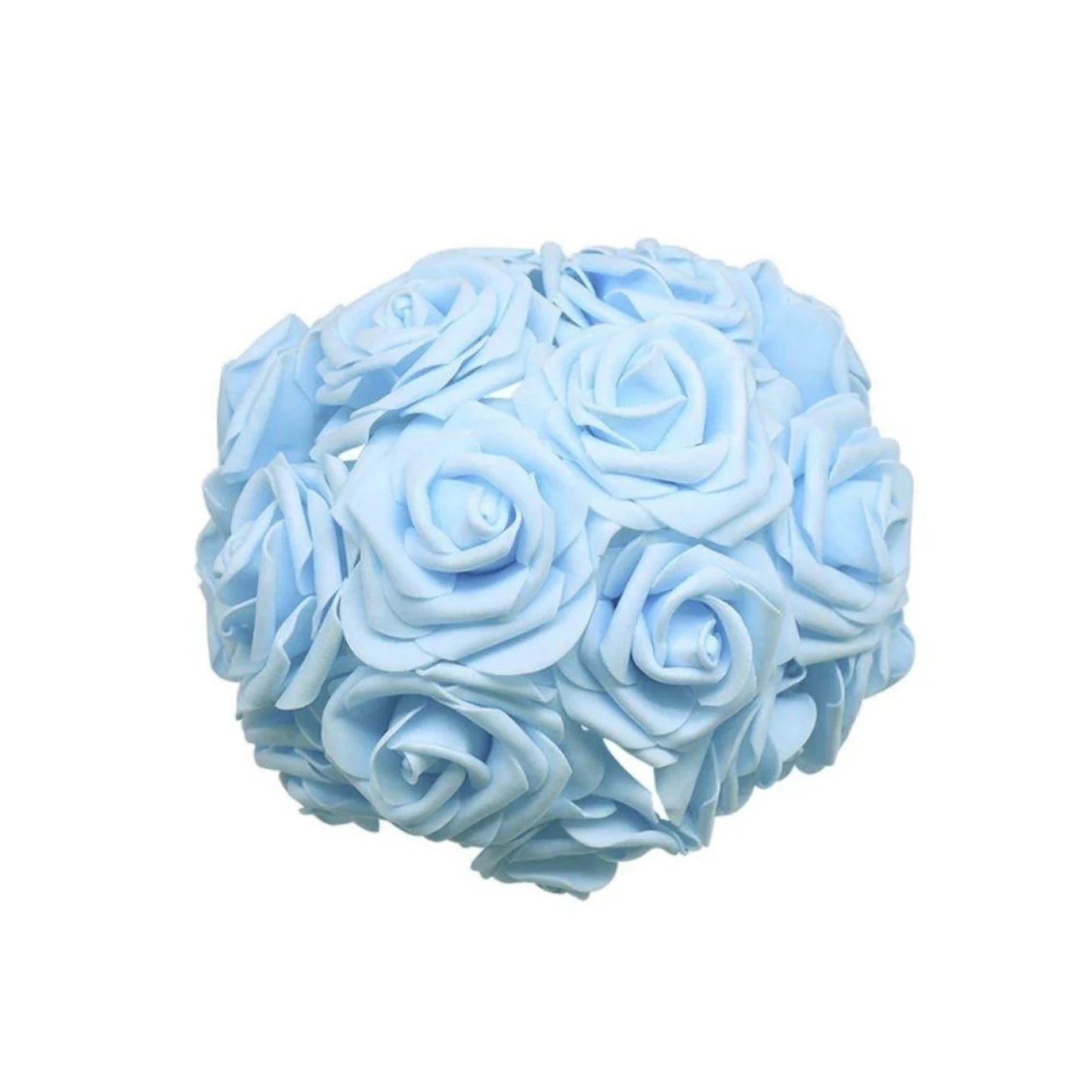 20x Ultra Light Blue 7cm Foam Flowers Rose Stems Artificial Wedding Bouquet - Asia Sell