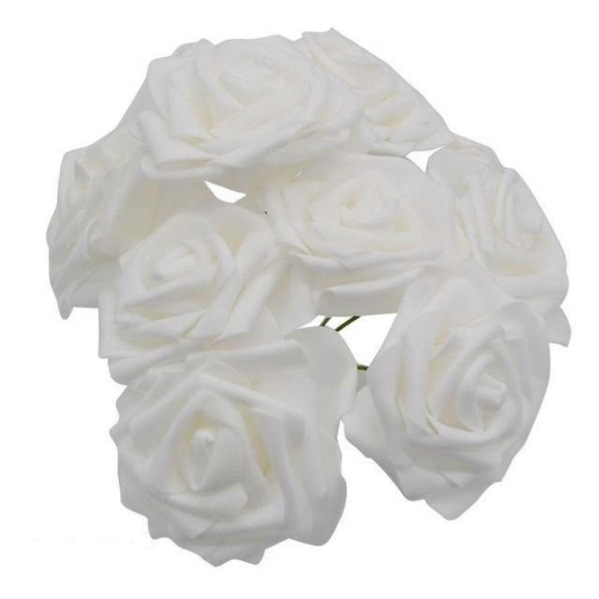 20x White 7cm Foam Flowers Rose Stems Artificial Wedding Bride Bouquet - Asia Sell