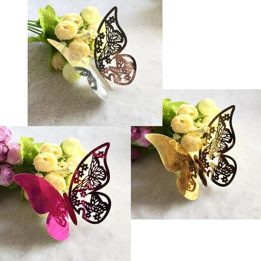 20x Wine Glass Wedding Name Cards for Weddings Butterfly Laser Cut Paper Table Place Card 11cm - Rose Red - Asia Sell