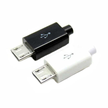 2/10/50 Sets Micro USB 5 Pin Male Connector Plug Black White for Data - 2 Sets Black - Asia Sell