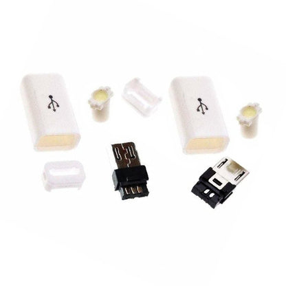 2/10/50 Sets Micro USB 5 Pin Male Connector Plug Black White for Data - 2 Sets White - Asia Sell