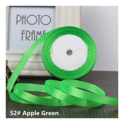 22m 10mm-15mm Polyester Ribbon for Crafts Bow Gift Wrapping Party Wedding Hair - Apple Green 10mm - Asia Sell