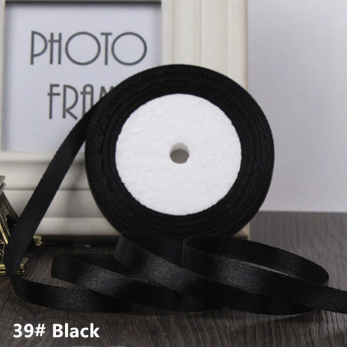 22m 10mm-15mm Polyester Ribbon for Crafts Bow Gift Wrapping Party Wedding Hair - Black 10mm - Asia Sell