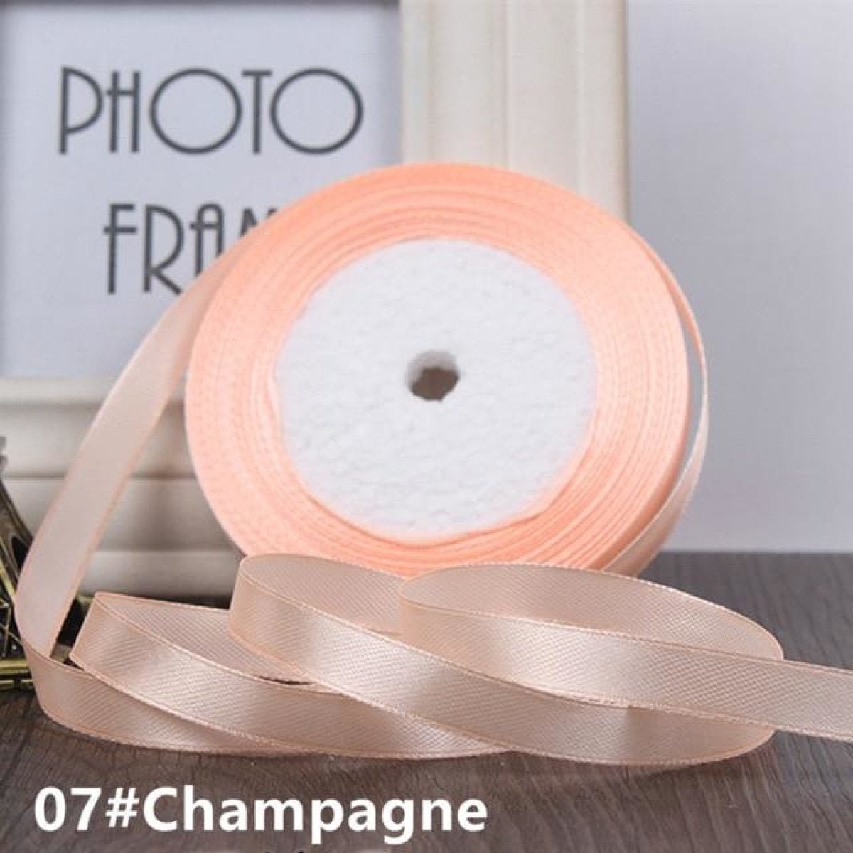 22m 10mm-15mm Polyester Ribbon for Crafts Bow Gift Wrapping Party Wedding Hair - Champagne 15mm - Asia Sell